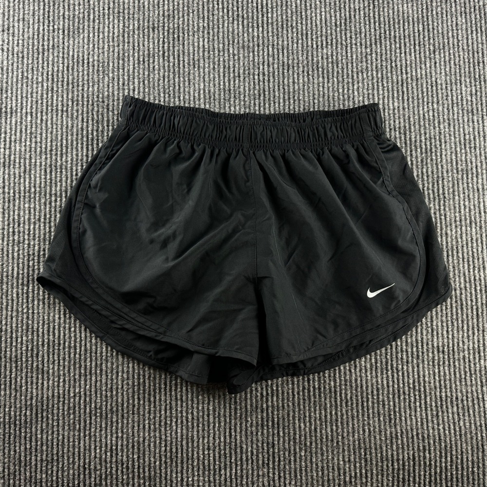 Nike Dri-FIT Womens Running Shorts Black Mesh Athletic Gym 3 Inch Inseam Large